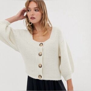 ASOS Cream Cardigan with Button Accents